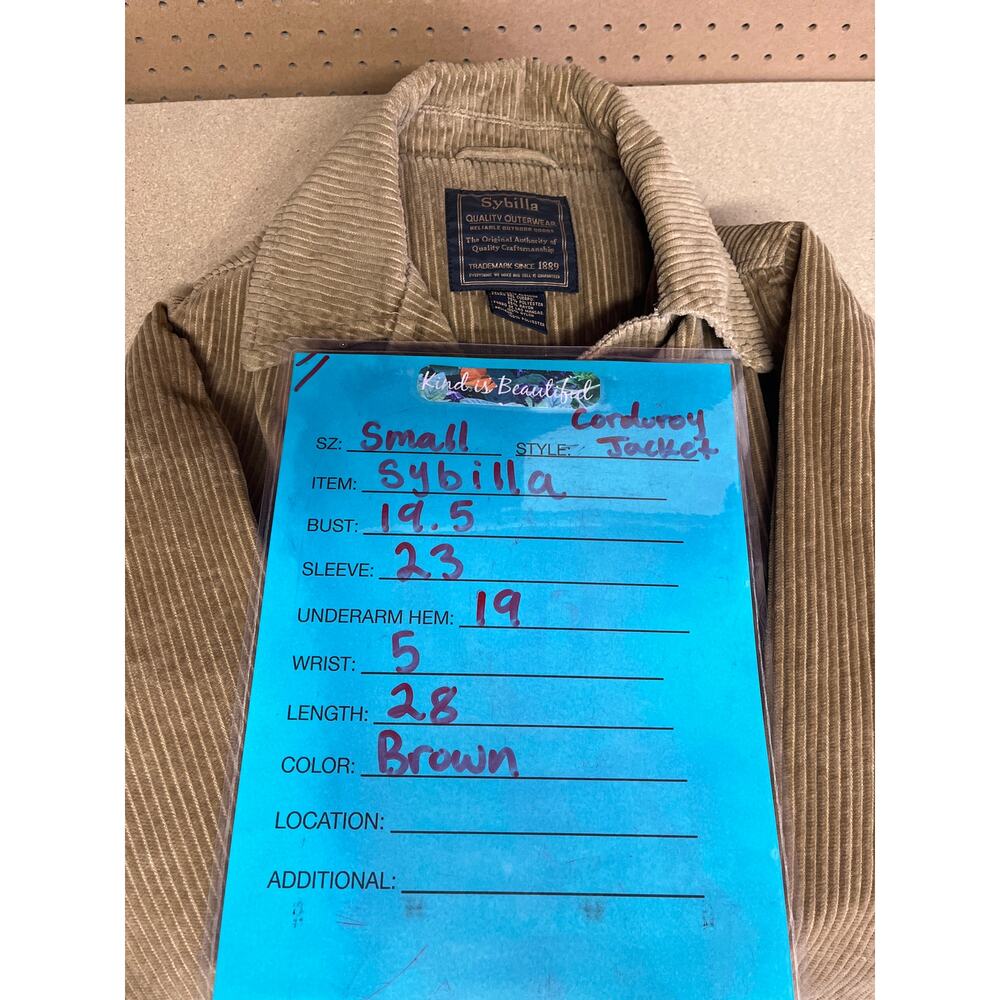 Sybilla Corduroy Pinwhale Jacket Small Women's Brown Classic Double Breasted - Picture 11 of 11
